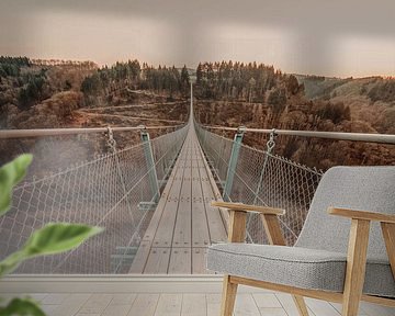 Hangbrug in de mist van Hidden Histories