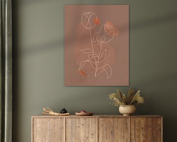 Minimalistische illustratie van een bloem in aardetinten van Tanja Udelhofen