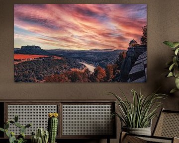 Morgenröte - Blick von der Festung Königstein über die Elbe von Jakob Baranowski - Photography - Video - Photoshop