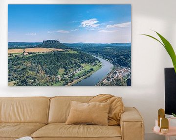 Tafelberg Blick von der Festung Königstein über die Elbe von Jakob Baranowski - Photography - Video - Photoshop