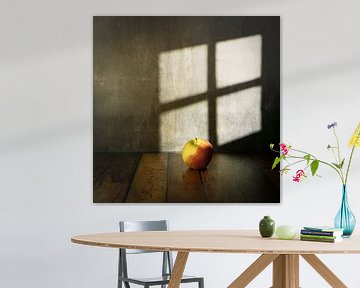 Apple on wooden floor