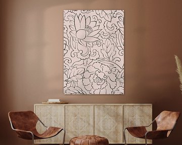 Fleurs japonaises sur beige chaud sur Mad Dog Art