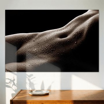 Vrouwelijk gedeeltelijk naakt met waterdruppel