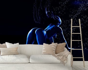 Nude with water in blue
