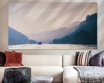 Panorama uitzicht op de Elbe in Bad Schandau van Jakob Baranowski - Photography - Video - Photoshop