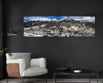 Stadspanorama van Davos, Zwitserland van Udo Herrmann