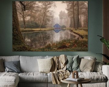 The blue boathouse in the forest by Moetwil en van Dijk - Fotografie