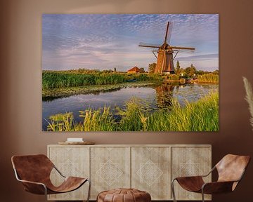 Moulin de polder sur l'eau près de Hazerswoude, Pays-Bas sur Gijs Rijsdijk