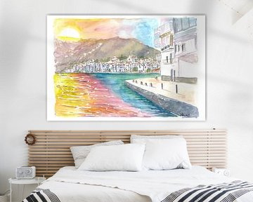 Cadaques Katalanischer Sonnenuntergang mit Bucht an der Costa Brava