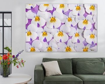 Lente! Muurbloempjes: wit met paarse viooltjes van Marjolijn van den Berg