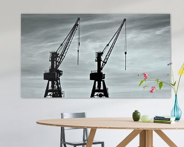 Cargo cranes in port by Frank Heinz