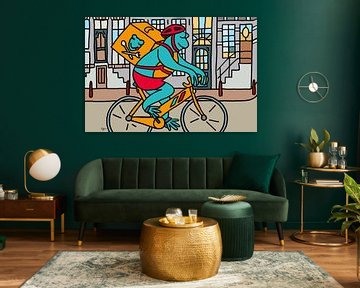 Frog with side job as bicycle courier by ART Eva Maria