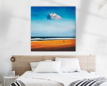 Abstrakte Strandszene mit einsamer Wolke von Dirk Wüstenhagen