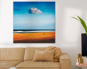 Abstract strandtafereel met eenzame wolk van Dirk Wüstenhagen