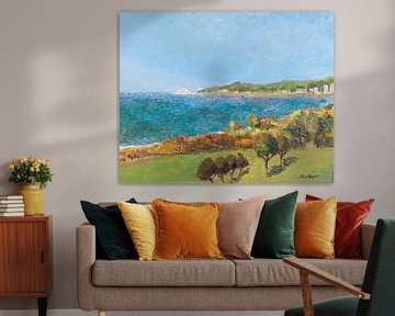 Impressionistische weergave van een baai op het  eiland Rhodos - Olieverf op doek van Galerie Ringoot