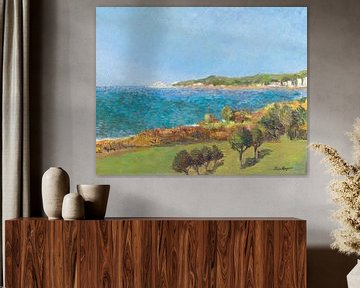Strandzicht in Griekenland. Pieter Ringoot - Olieverf op doek van Galerie Ringoot