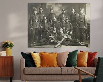 Groepsfoto Soldaten met Pickelhaube Knapzakgeweren Militair van Michael Godlewski