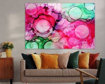 Roze groene abstracte zomerkleuren van Joke Gorter