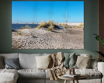 Beach, sand, dunes, blue sky, sea and the Sand Motor by Fotos by Angelique