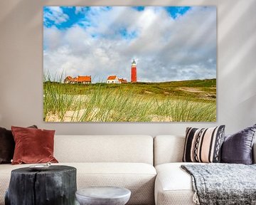 Lighthouse of Texel in the dune landscape. by Ron van der Stappen