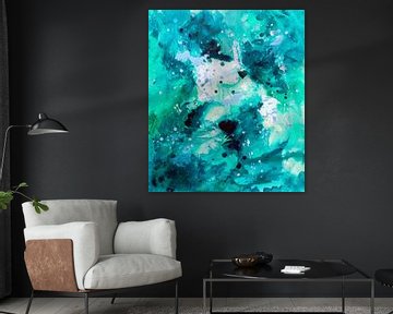 Teal Abstract van Maria Meester