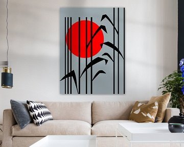 Japan in gray black red by Mad Dog Art
