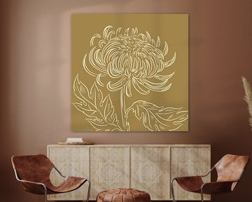 Flowers and plants in ocher yellow II by Mad Dog Art