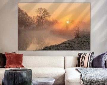 De rivier De Dender bij zonsopkomst van Sven Scraeyen