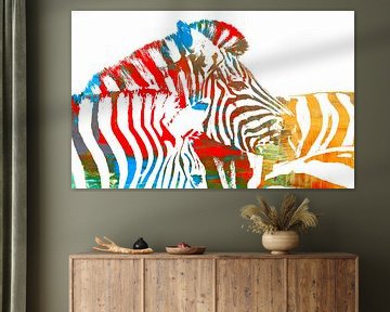 Illustratie met twee zebra's close-up van Werner Lehmann