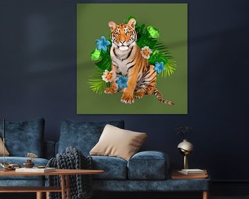 Flower Power Tiger by Mad Dog Art