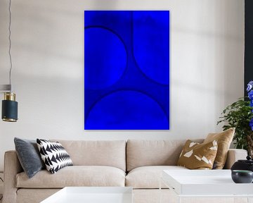 Moon Sun Earth - Blue Concrete Relief Painting by Mad Dog Art
