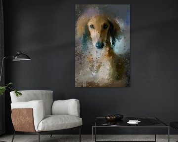 Portrait de chien Saluki - La collection de chiens sur MadameRuiz