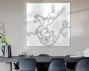 Japan Paard Monochroom van Mad Dog Art