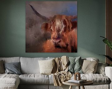 Schotse hooglander / High land Cow, abstract schilderij van MadameRuiz