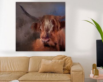 Schotse hooglander / High land Cow, abstract schilderij van MadameRuiz