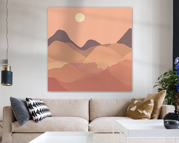 Mountain landscape in warm natural colors by Mad Dog Art