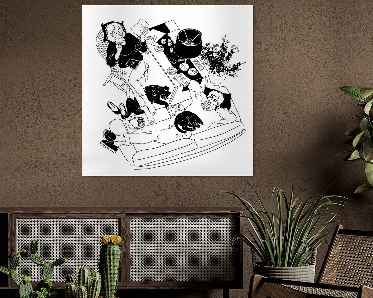 Voorbeeld van het werk in een kamer