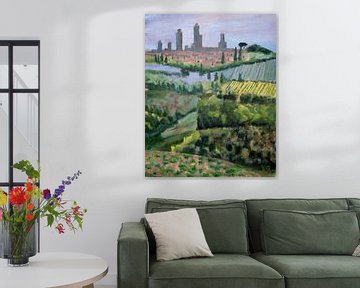 View of Tuscan town Gimignano