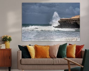 Rugged coast and rough sea at Ajuy in Fuerteventura. by Jaap van den Berg