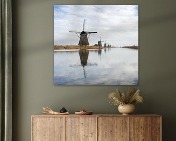 Moulins à vent en rangée à kinderdijk sur Raymond Monster