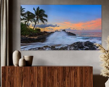 Zonsopkomst Secret Beach, Maui, Hawaii van Henk Meijer Photography