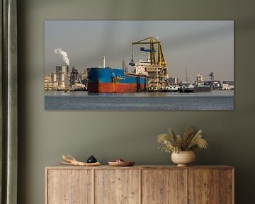Een panorama overzicht van de haven Amsterdam van scheepskijkerhavenfotografie