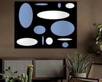 Black, Blue and White Abstraction by Elle Hart van Elle Hart