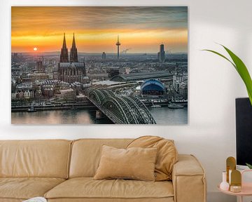 Blick über Köln bei Sonnenuntergang