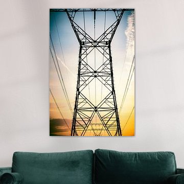 Hochspannungsmasten bei Sonnenuntergang von Sjoerd van der Wal Fotografie