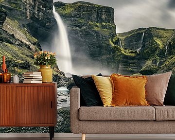View on the Haifoss waterfall from the Fossa river in Iceland by Sjoerd van der Wal Photography