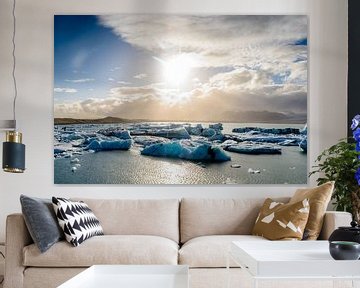 Icebergs floating  in the Jokulsalon glacier lagoon in Iceland by Sjoerd van der Wal Photography