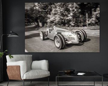 Auto Union Grand Prix Rennwagen Type C V16 in black and white by Sjoerd van der Wal Photography