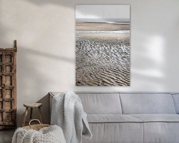 Landschap met zee, strand en windmolens van Simone Janssen