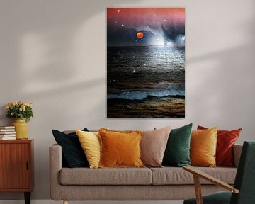 Roter Mond über der Ostsee von Werner Lehmann